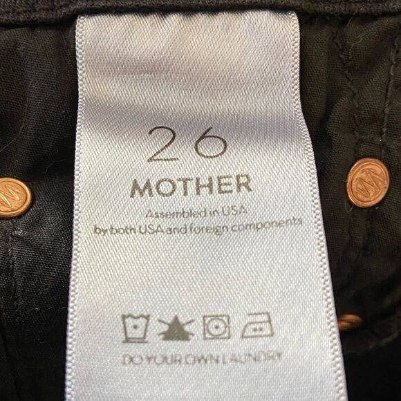 Mother The Looker Skinny Black Jeans Cut Out Size 26 - Picture 8 of 10